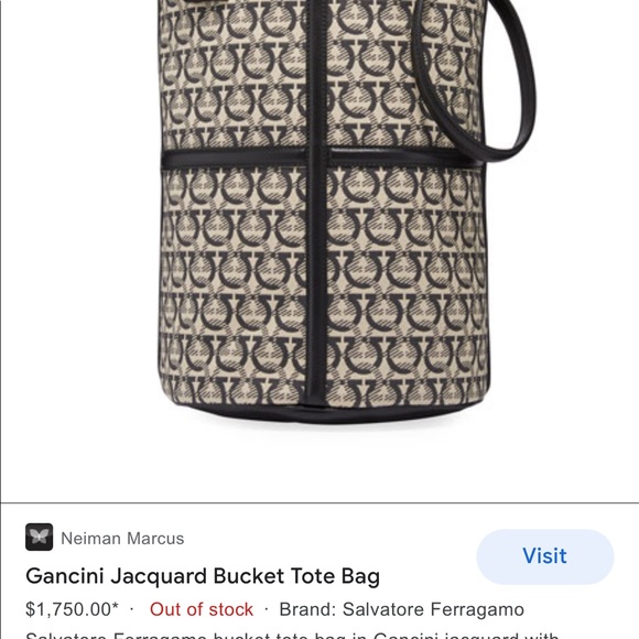 Salvatore Ferragamo Gancini Jacquard Monogram Logo Maxi Canvas Bucket Tote Bag - Picture 3 of 16